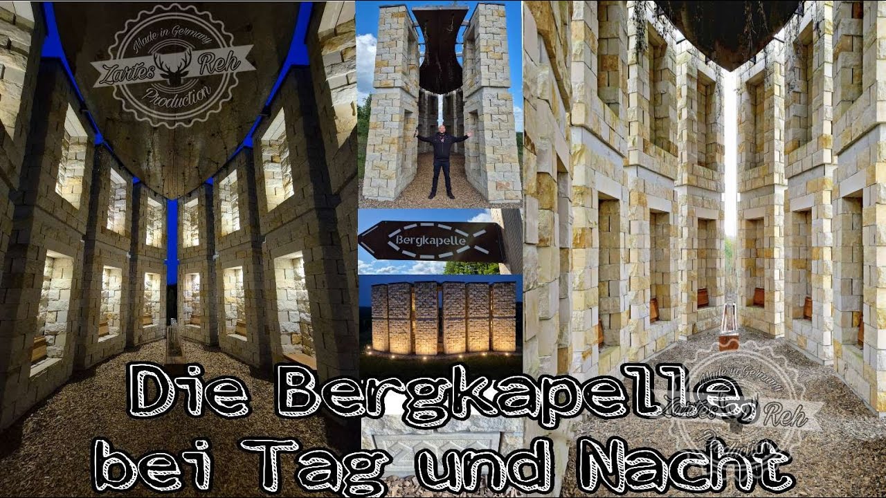 Offene Bergkapelle Korbach-Hillershausen bei Tag und Nacht.Beleuchtete Kirche im Waldecker Land #lp
