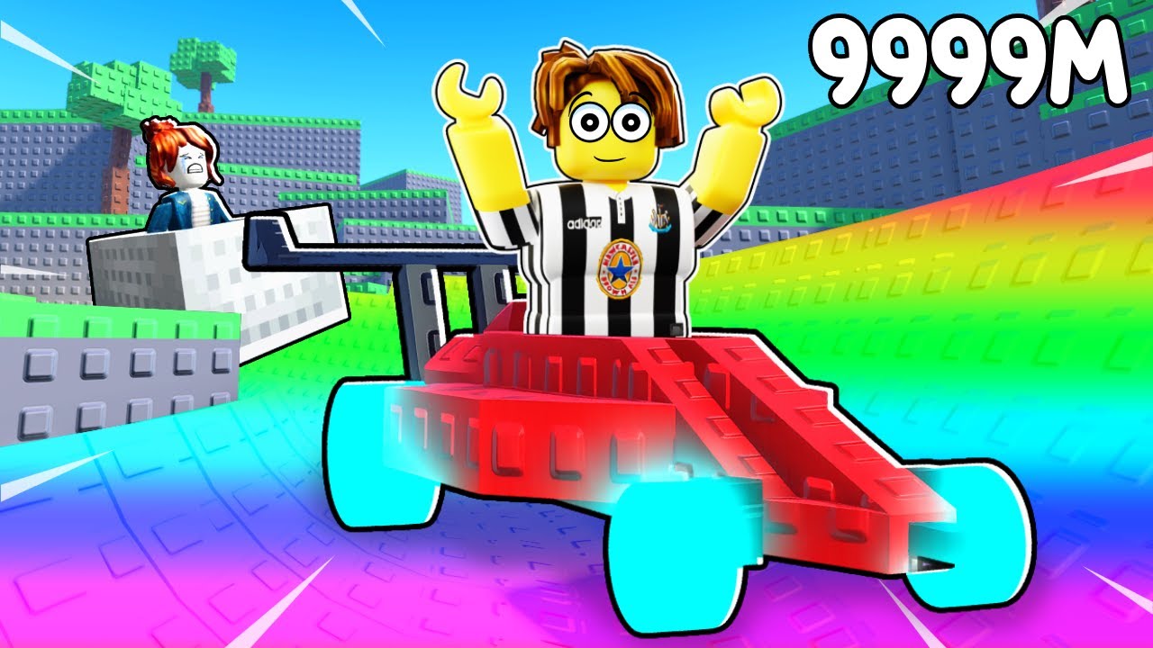 reaching THE END in Roblox ride a cart down a slide...