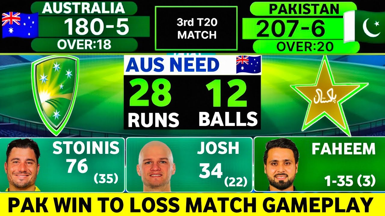 PAK Win To Loss Match | 3rd T20 AUS vs PAK | Gameplay