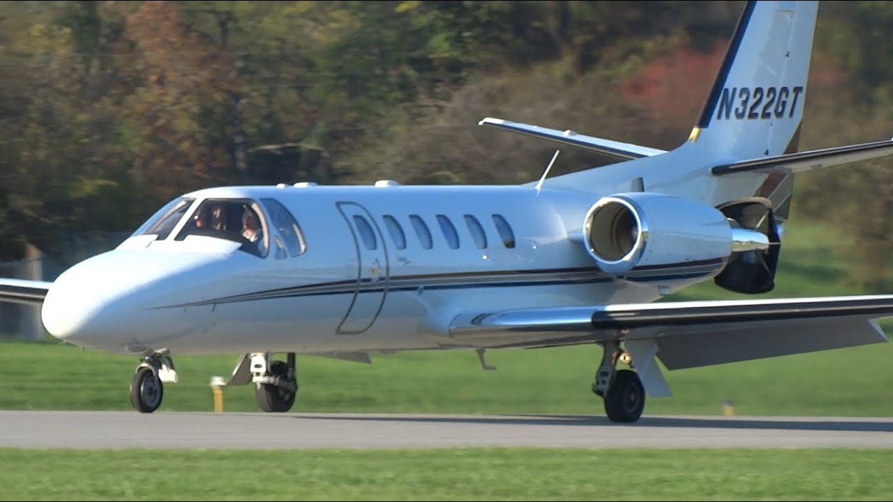 Cessna Citation II Arriving at Eagle Creek Airpark (EYE) (HD)