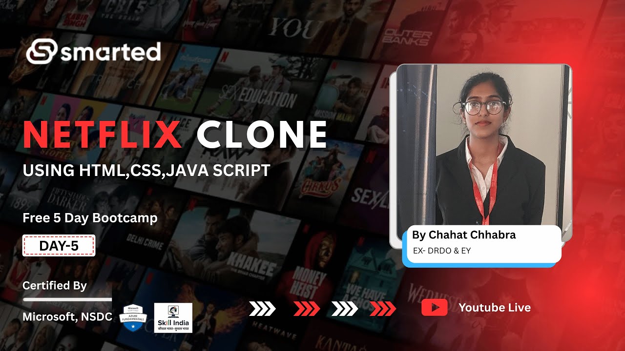 DAY 05 - Netflix Clone using HTML, CSS & JavaScript | COMPLETE in 5 - Days