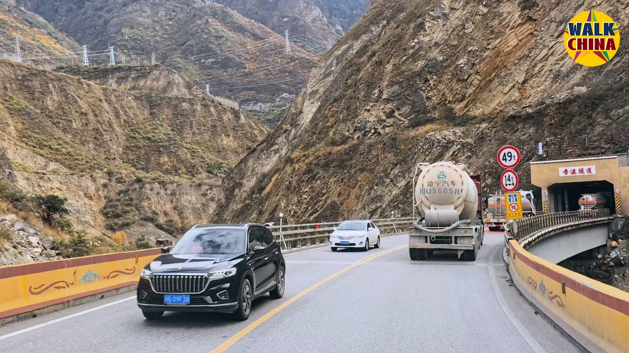 China‘s Mountain Road Construction Tour - Driving Sichuan Highway G213