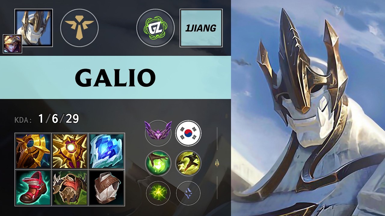 (GZ 1Jiang) Galio Support vs Nautilus - KR Master Patch 26.11