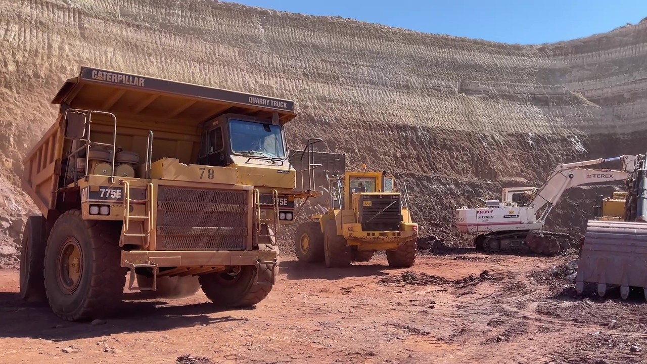 Volvo L330E Wheel Loader Loading Caterpillar 775E Dumper - Sotiriadis Mining Works