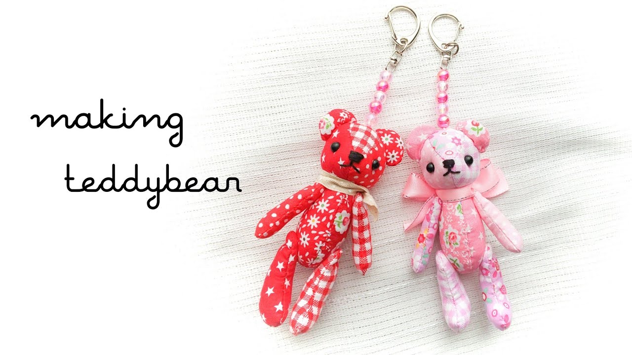 100均カットクロスで テディベアのキーホルダーを作りました 【making teddybear  key ring  DIY】テディベア 制作風景