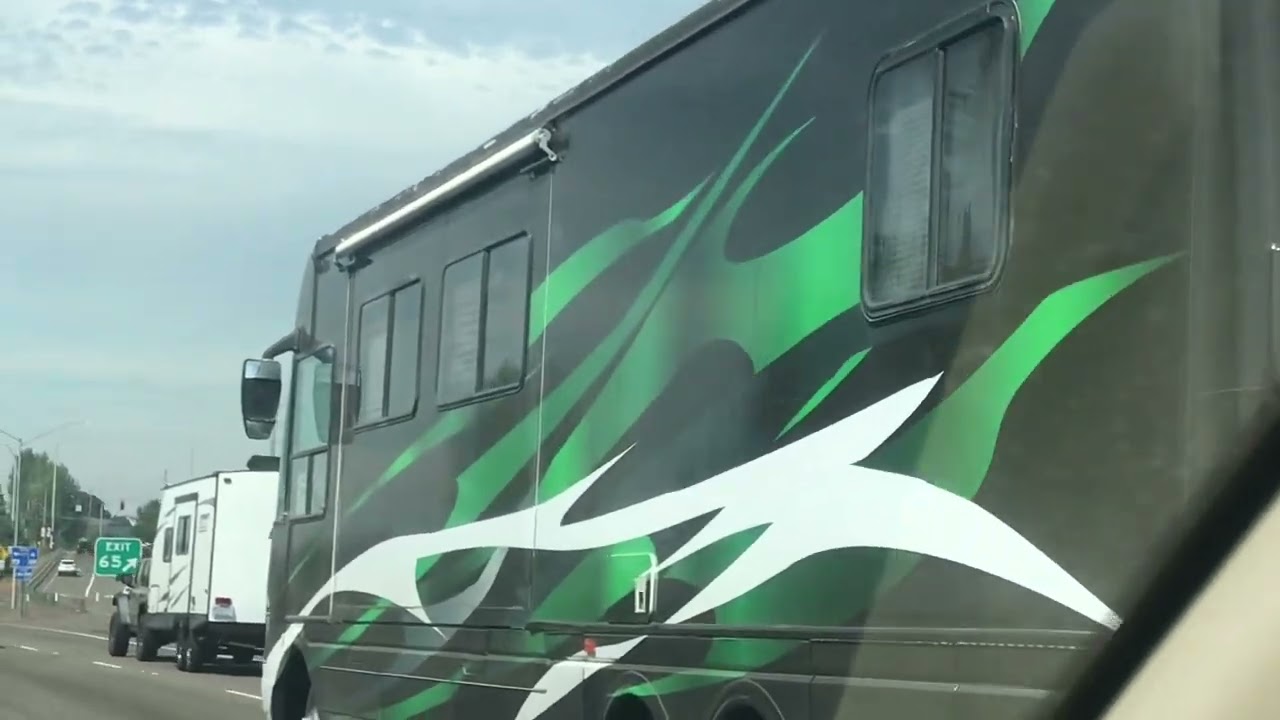 Beautiful RV Green and Black Flame Decal Art