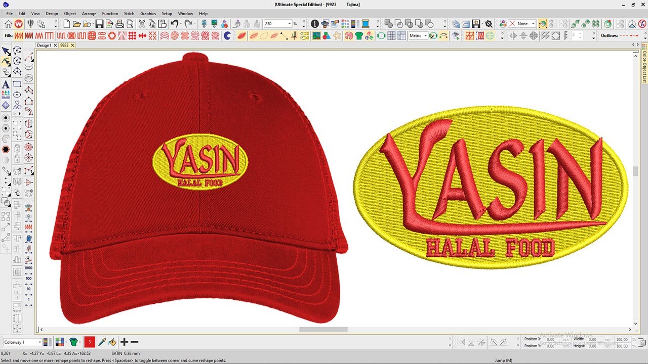 Yasin Halal Food Embroidery logo for Cap