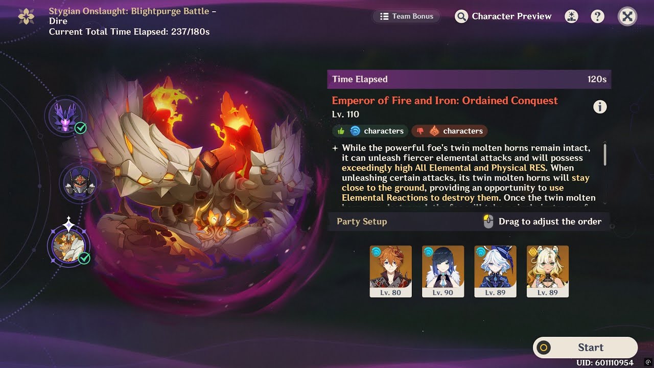 6.3 Stygian Onslaught Dire | No Neuvillette No Mualani No Skirk | C2R1 Furina Pyro Crab Clear