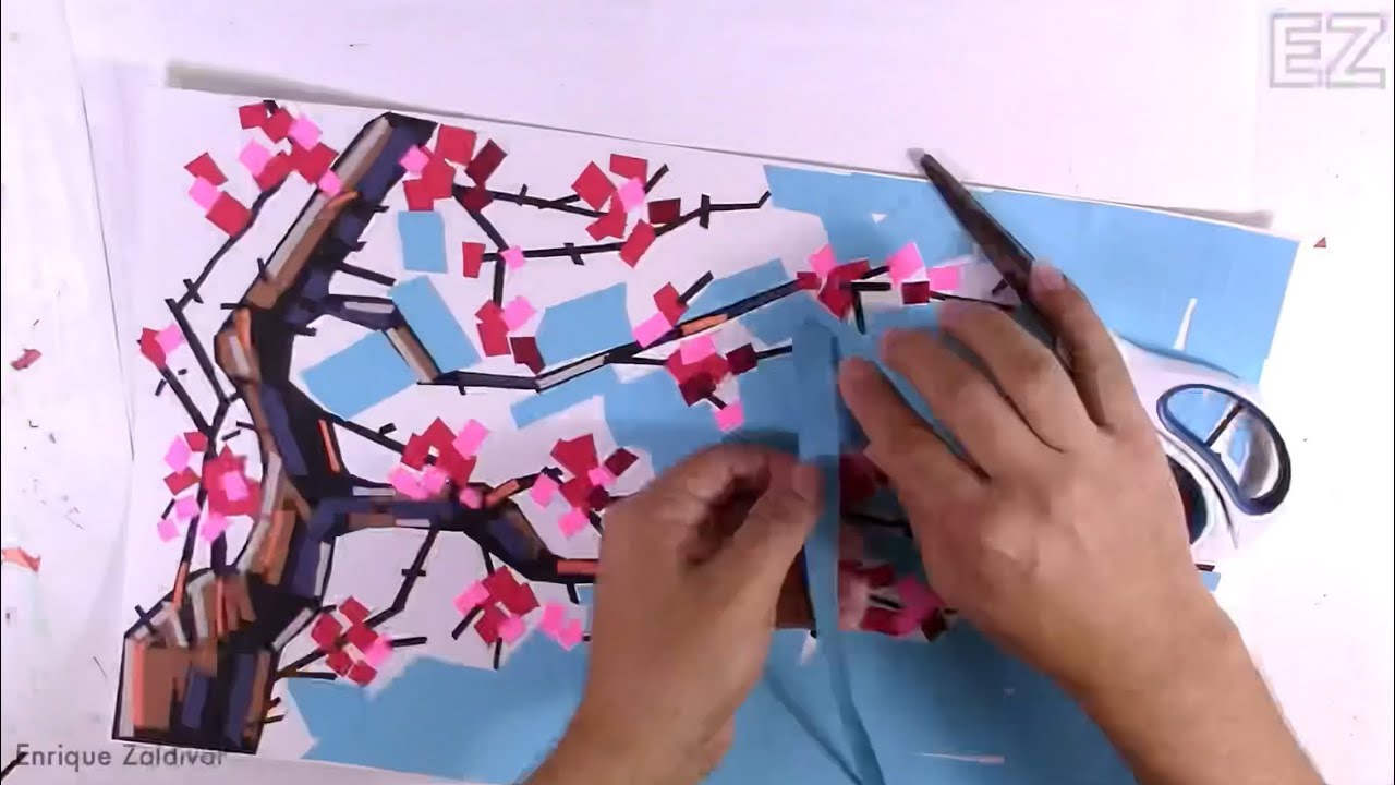 Collage: Flowering Tree / Blossom / Autumn  / Art Techniques / Art with paper / Enrique Zaldivar