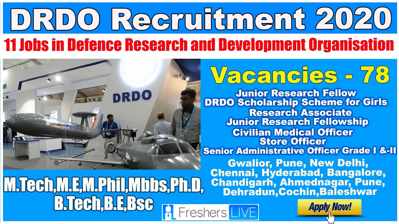 DRDO recruitment 2020 - Defence Research Job Vacancies