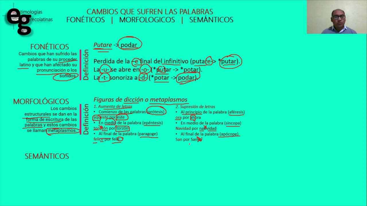 Cambios que sufren las palabras: fonéticos, morfológicos y semánticos