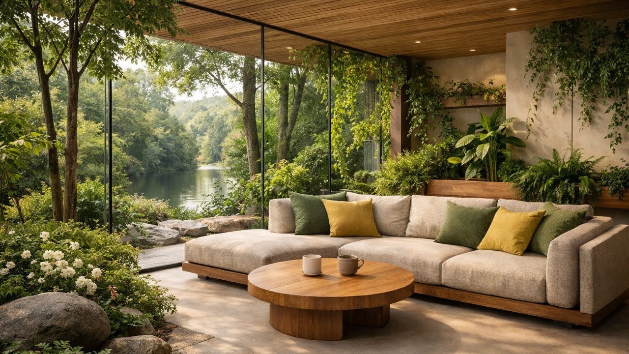 🌿 Tranquil Garden Café Jazz ☕ Soft Riverside Ambience for Focus, Study & Calm Moments