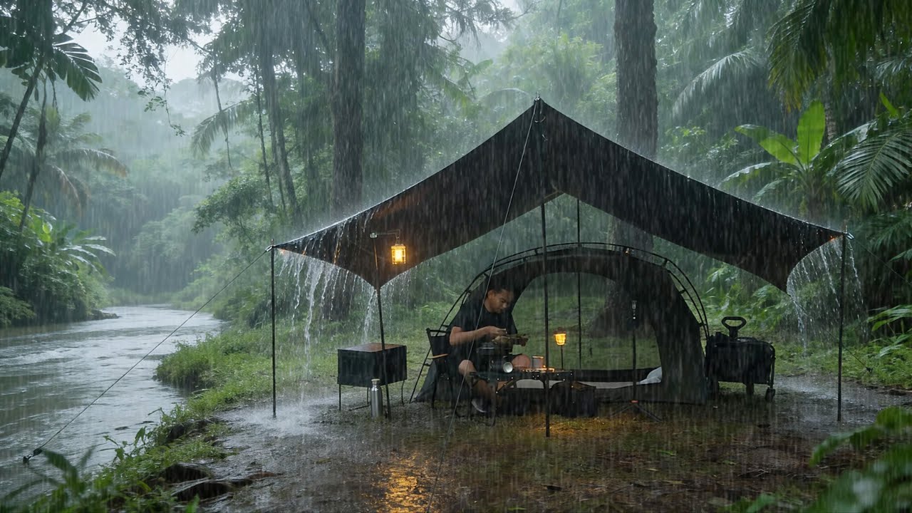 POURING RAIN‼️ 3 DAYS Camping in heavy rain ALL DAYS