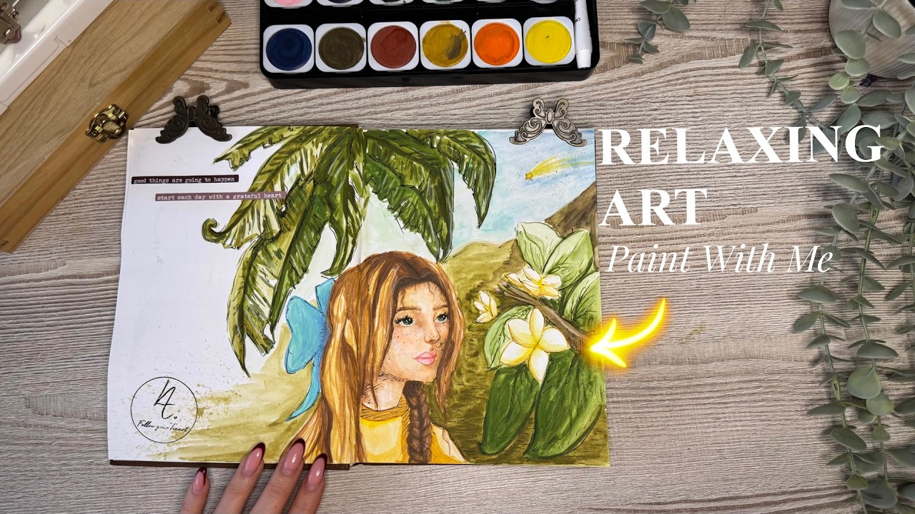 Relaxing Drawing Session for a Stressed Mind 🌤️ 🌱 | Watercolor Painting Process | Cozy Paint With Me