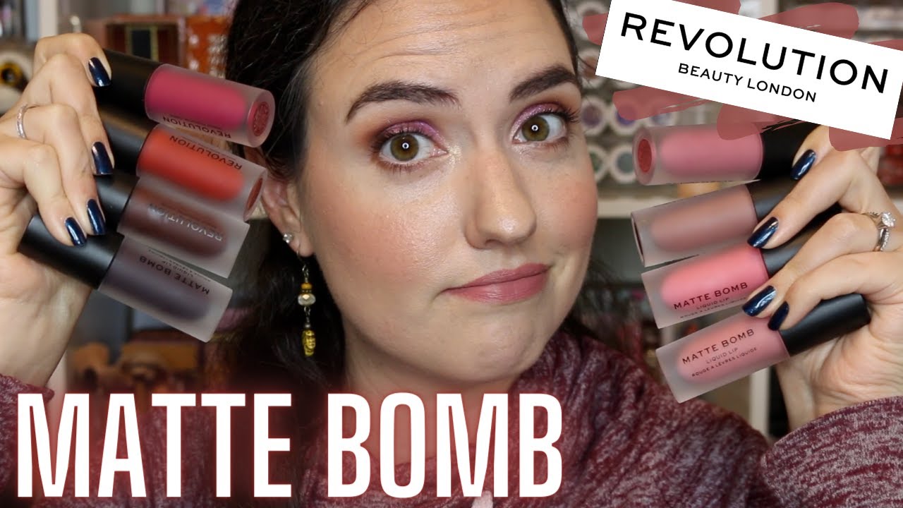Makeup Revolution MATTE BOMB Liquid Lipsticks | Lip Swatches of ALL 12 Shades, Review + Extra Bloops