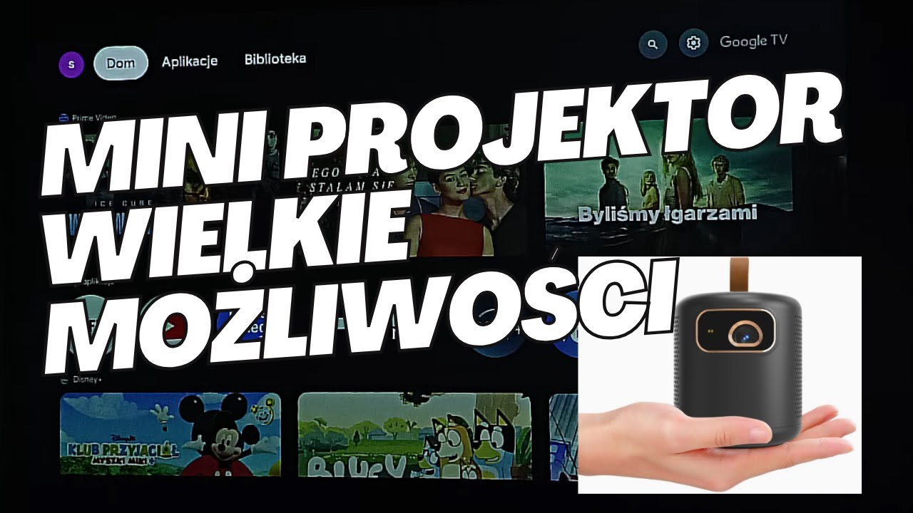 Kompaktowy projektor DLP ETOE Dolphin z Google TV,  wbudowaną baterią i jasnością 500 ANSI Lumenów