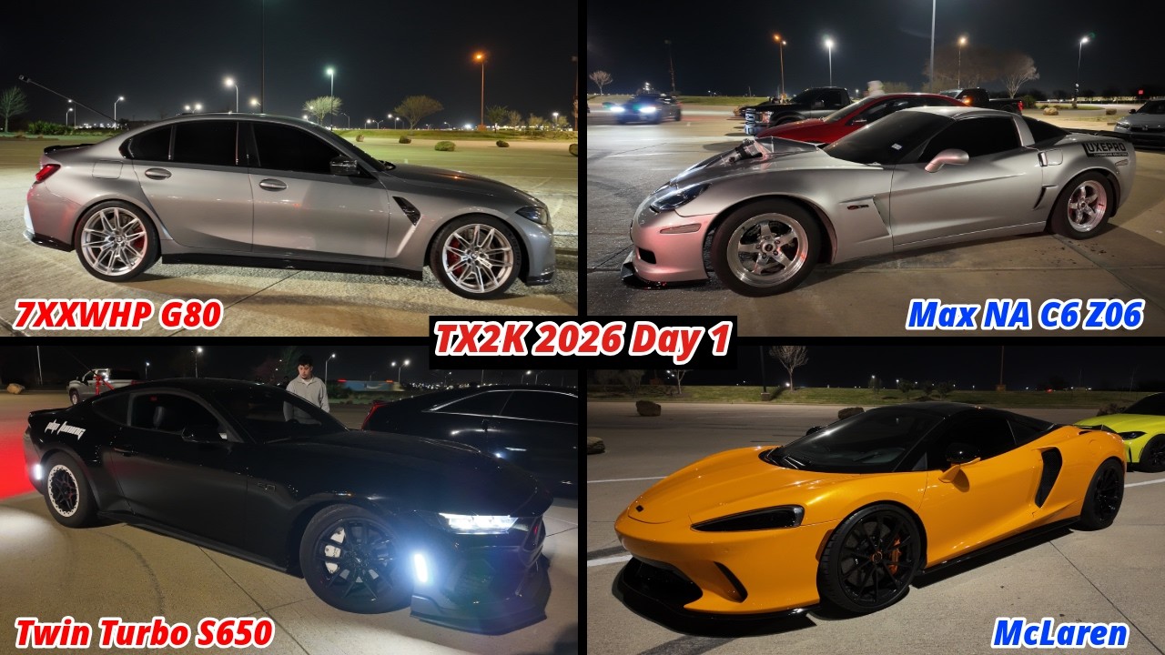 TX2K 2026, День 1 (8XX л.с. CTSV, 6870 Supra, 2650 C7Z06, Twin Turbo Mach 1, Tesla Plaid и многое...