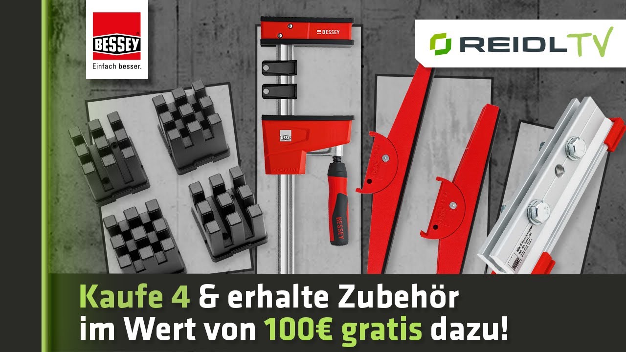 BESSEY Korpuszwingen Aktion-4 Zwingen kaufen + Zubehör im Wert von 100€ geschenkt bekommen [German]