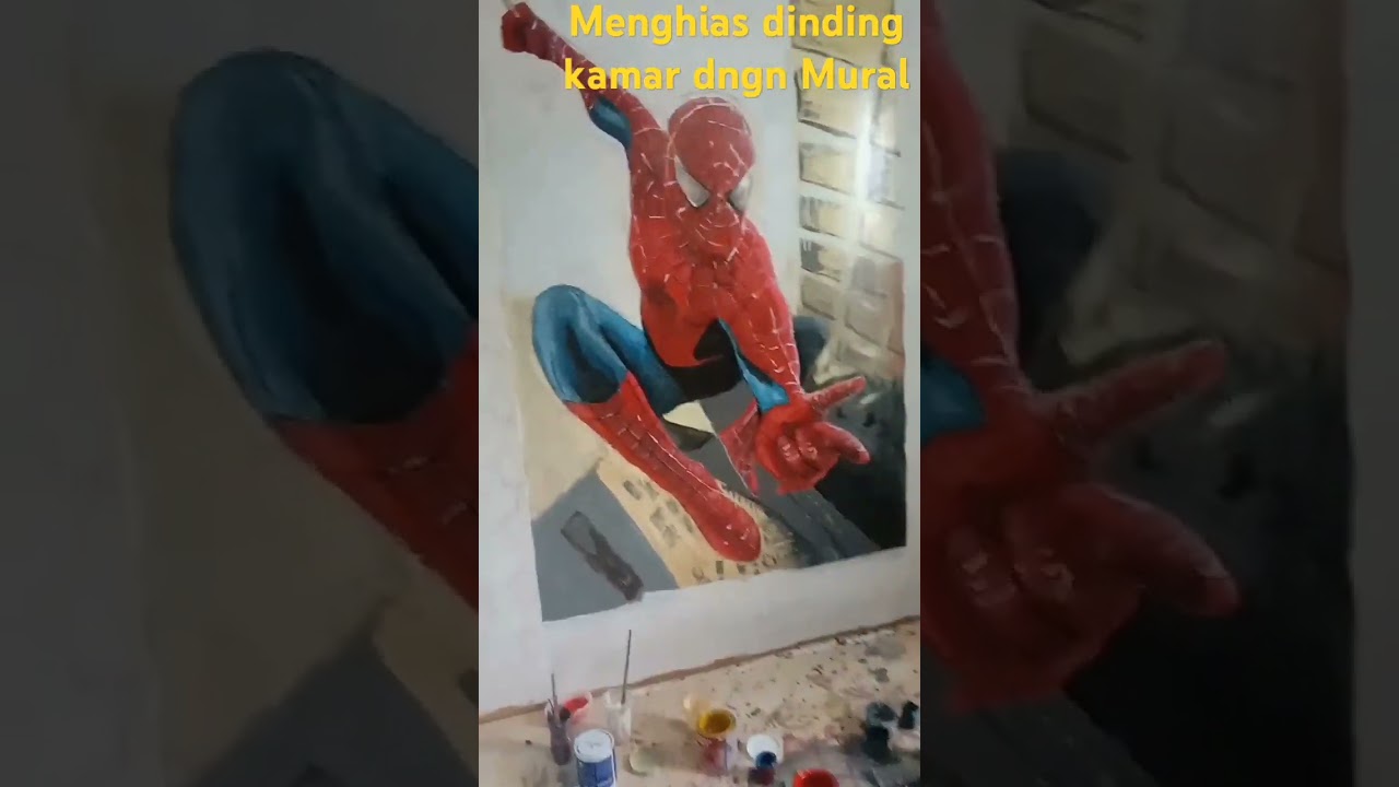 Mempercantik dinding kamar Dengan gambar MURAL Sp!derman #art #muralwork #mural #muralart #paint