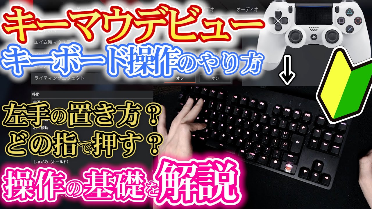 【APEXキーマウ初心者】どの指でキーボードを操作するのか解説！キーマウ移行検討中の方に向けた超基礎・設定・手元動画【PC版APEX LEGENDS】