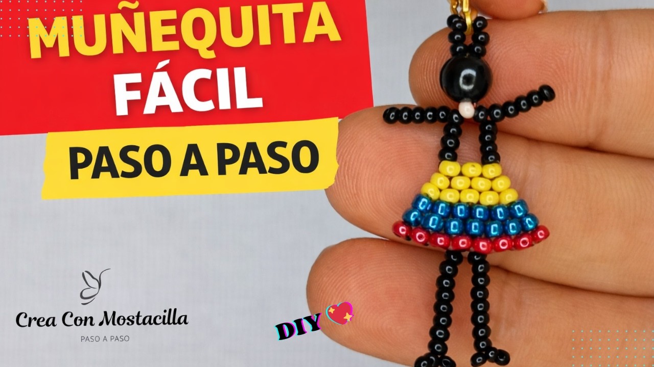 Muñequita En Mostacilla paso a paso 💛 | ARETE / Llavero O Dije / Hermoso (PRINCIPIANTES)