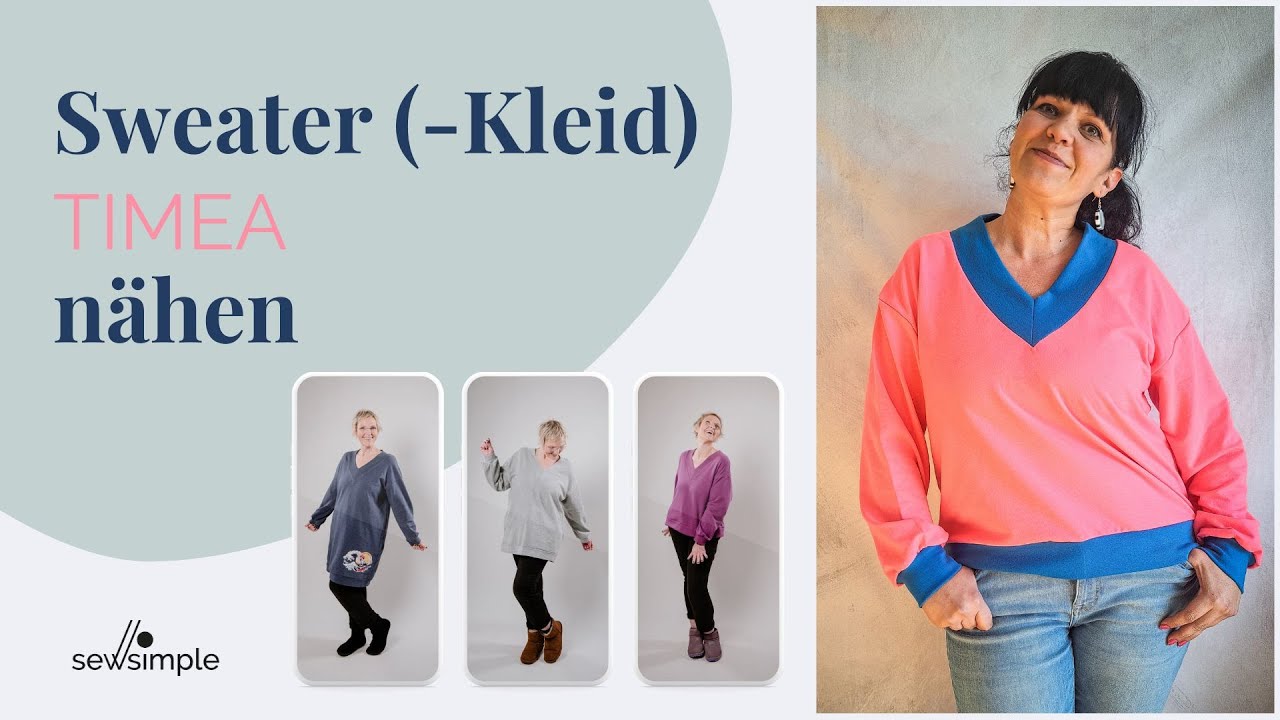 Sweater oder Sweatkleid nähen | Schnittmuster TIMEA | easy DIY Sweatshirt