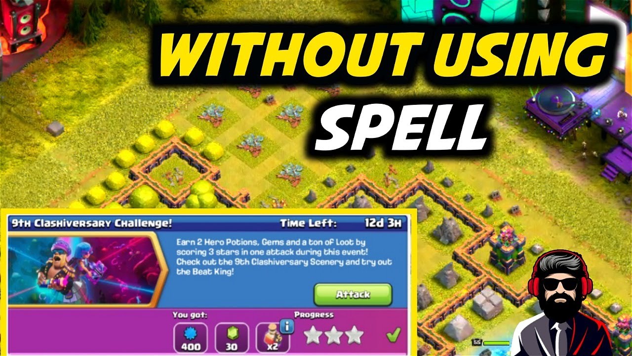 How To Attack 9th Anniversary Challenge Without Spells | No Spells Challenge | coc new event | 3star