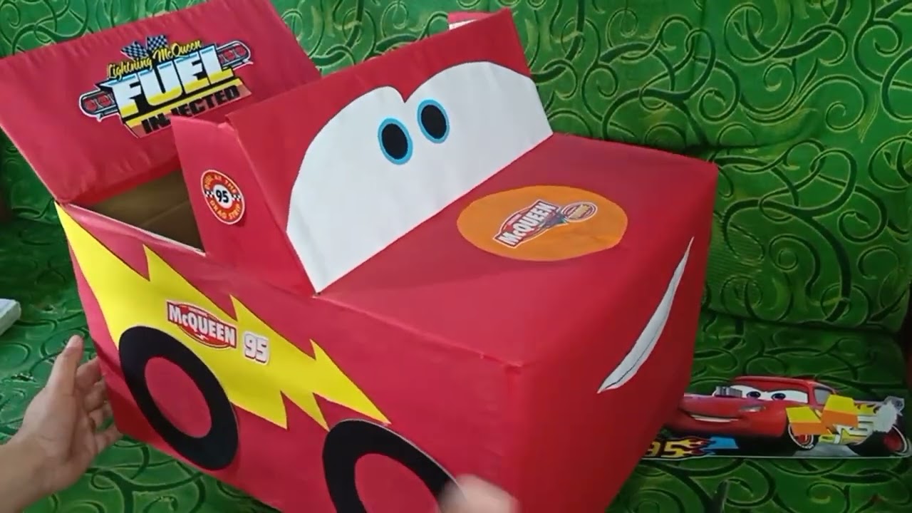 how to make lightning McQueen car box #mcqueen #diymcqueenbox