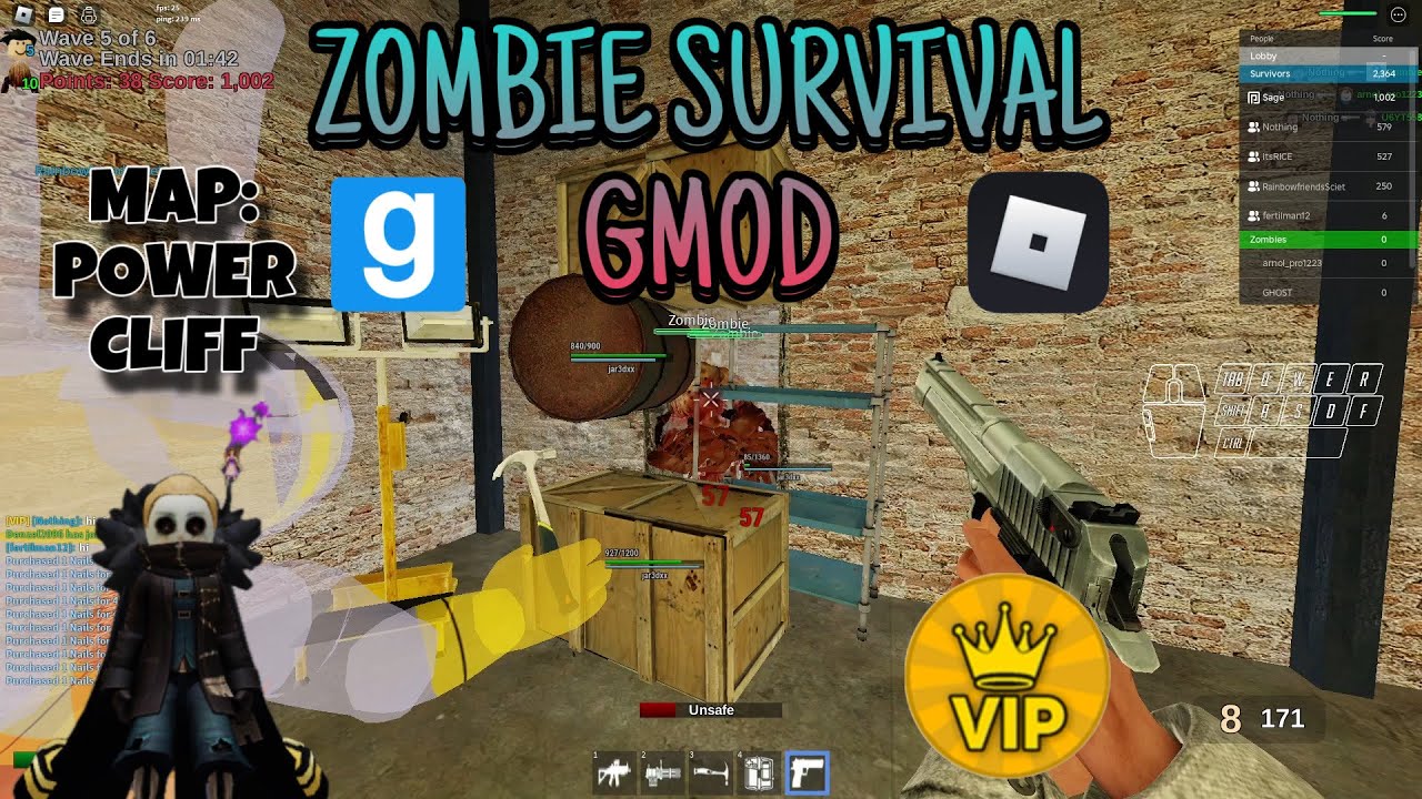 ZOMBIE SURVIVAL WIN feat SUBS - POWER CLIFF MAP | Zombie Survival Gmod on @Roblox