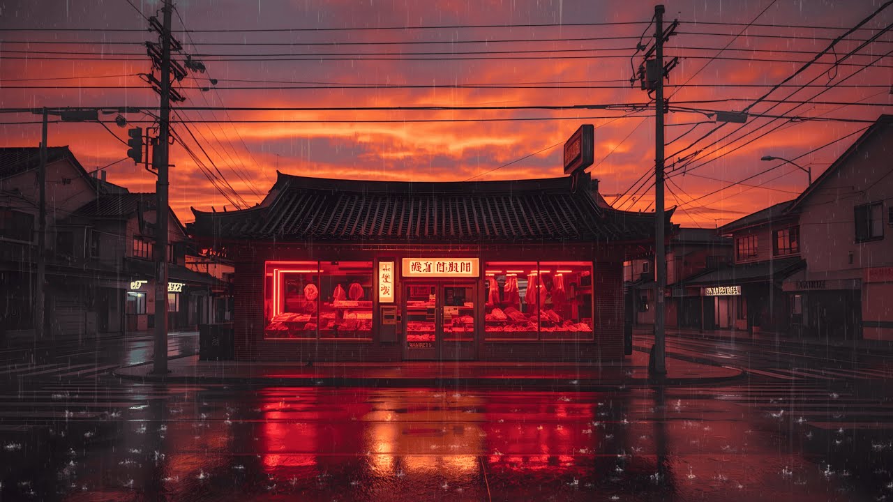 Tokyo Lofi Rain 🌧️ Crimson Neon Rain – Lofi Beats to Relax, Focus & Fall Asleep