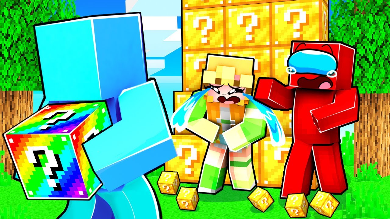 Me Hice pasar por SUPER NOOB en Carrera de Lucky Blocks en Minecraft!
