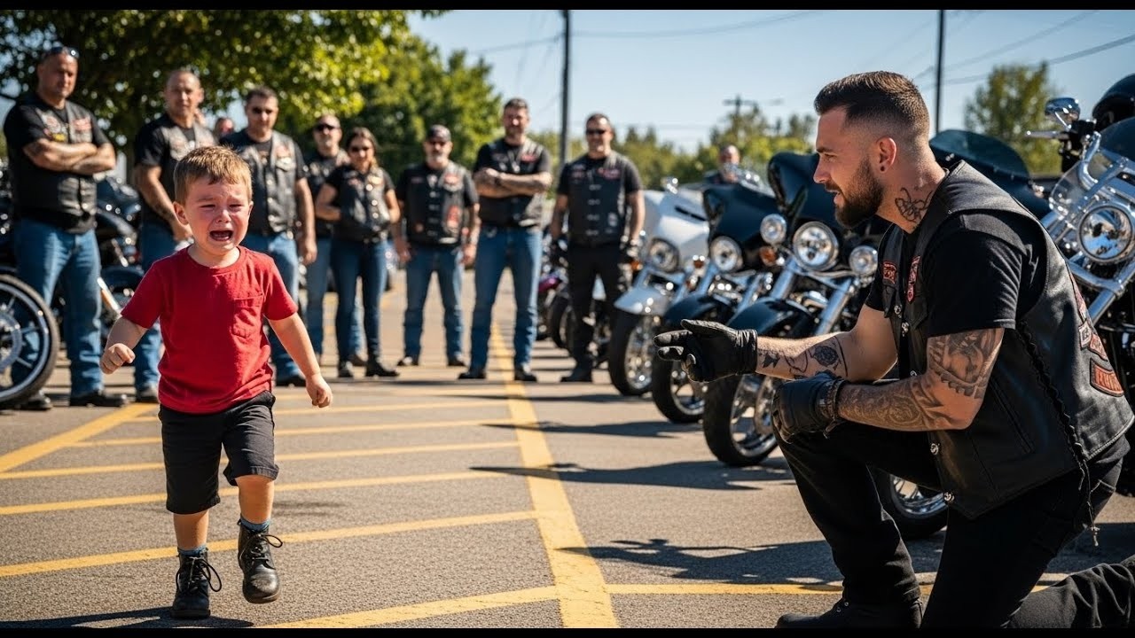 Little Boy Ran to the Bikers, crying: 