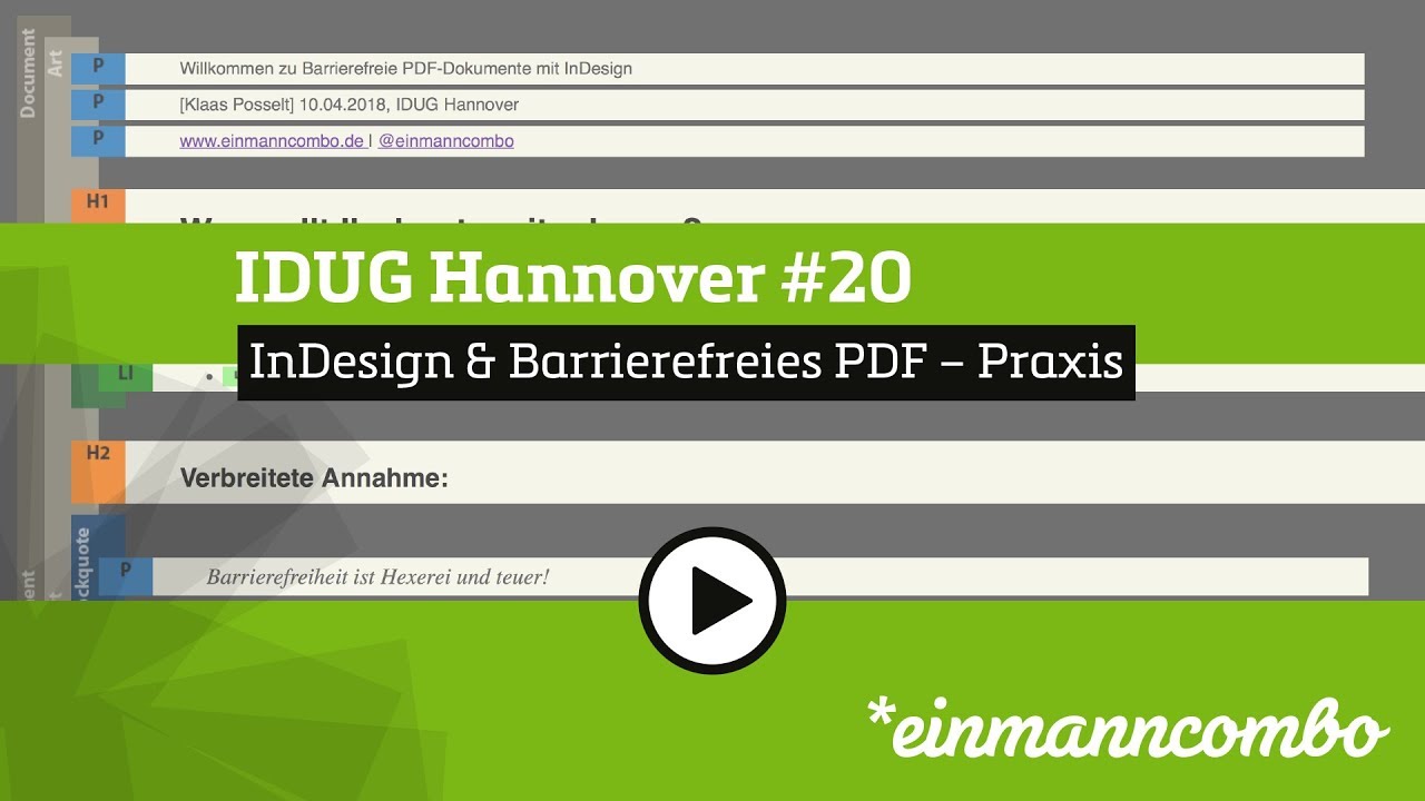 IDUG Hannover #20 – InDesign und barrierefreie PDFs – Praxis
