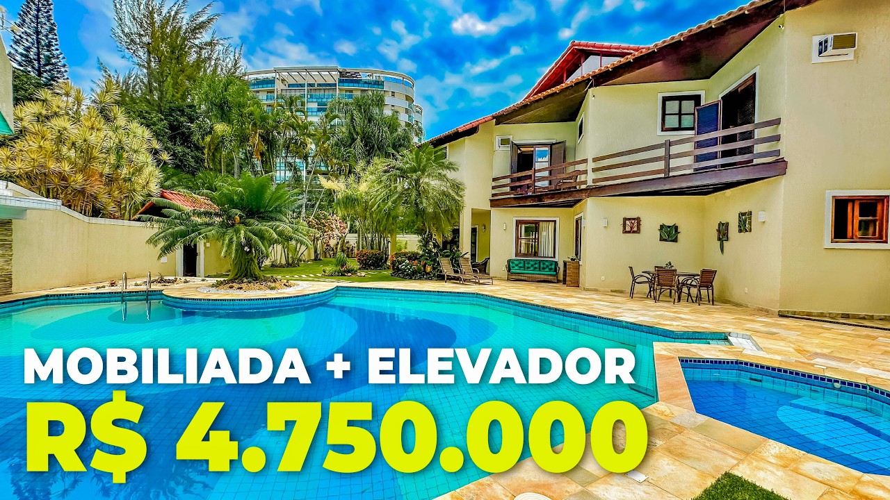 R$ 4.8M 😱 Casa duplex mobiliada + elevador na Barra da Tijuca | OPORTUNIDADE!