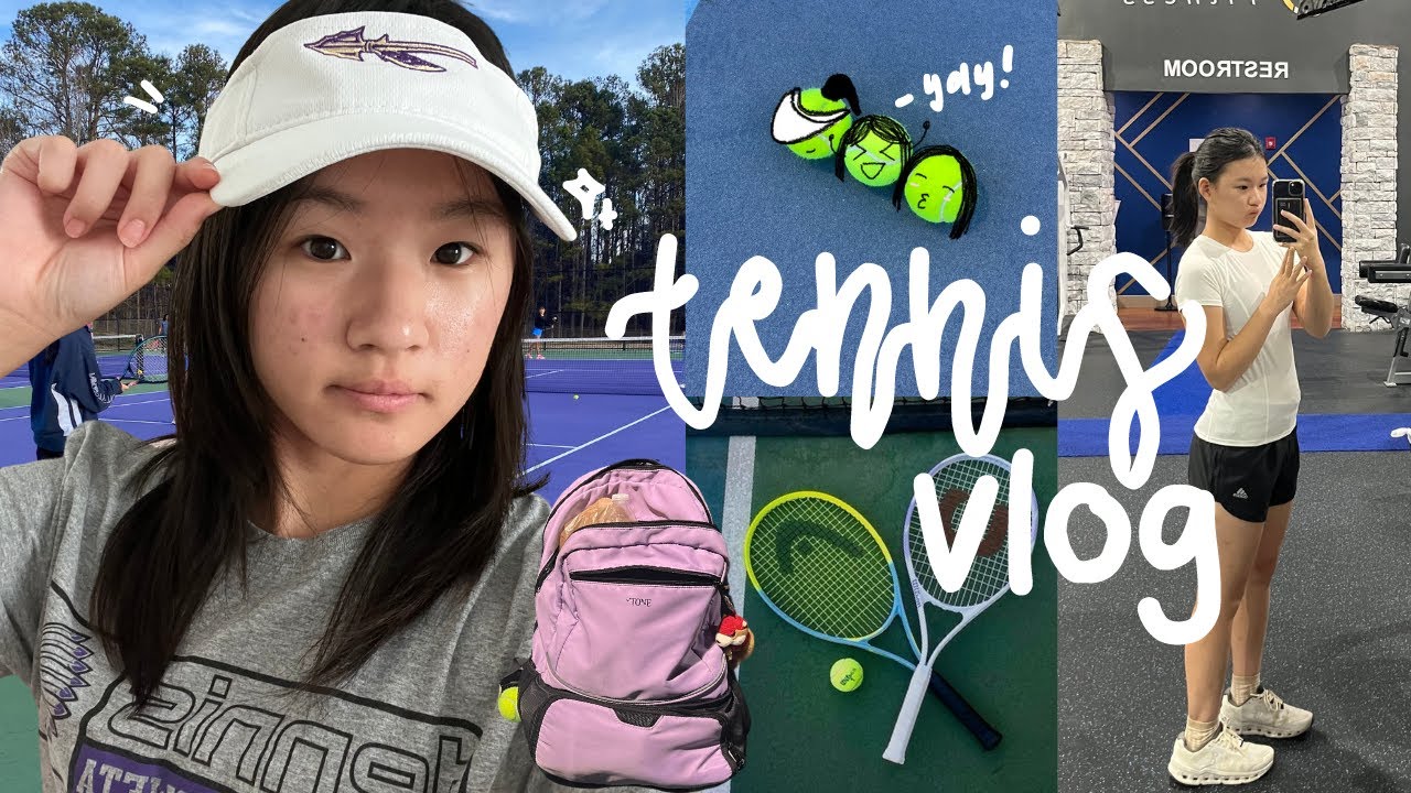 tennis vlog🎾 playing tennis with friends, things to know about high school tennis teams, gym, etc.