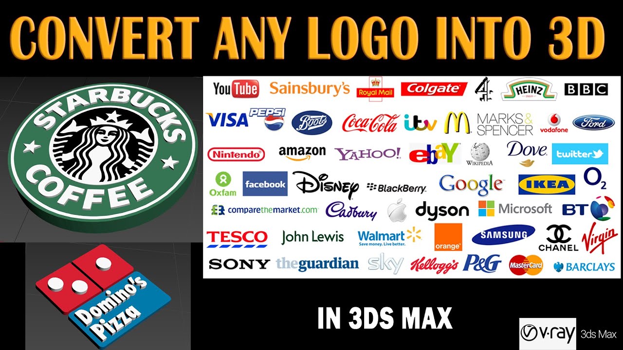 Convert any 2d logo into 3d in 3ds max | Convert 2d into 3d