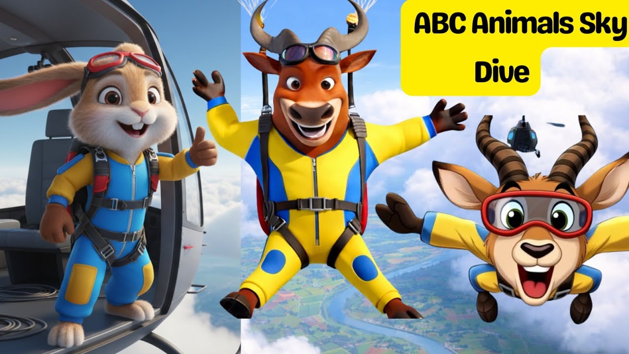 Learn Safari Animals Names & Sound Song | Learn Animal Names with Sky Diving ABC Song