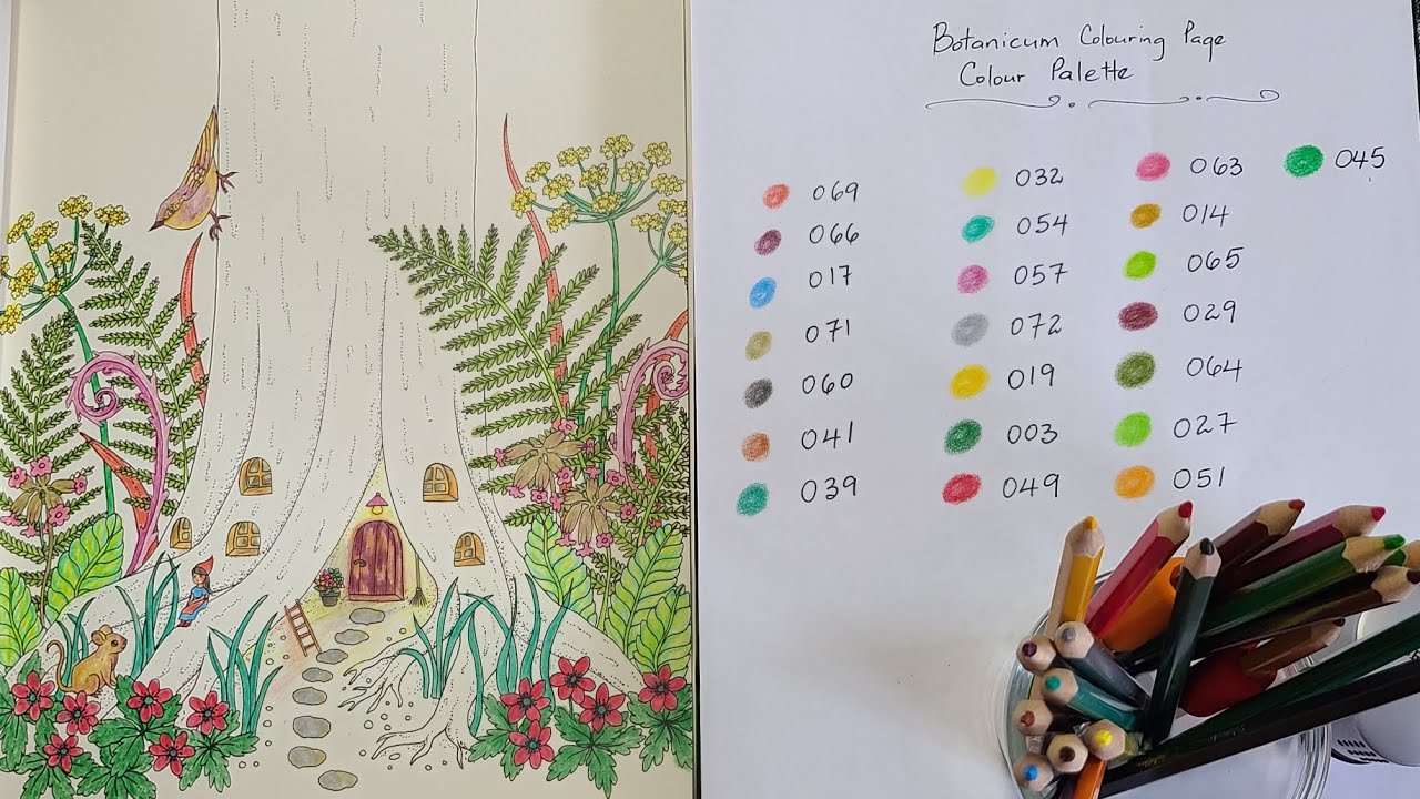 Happy New Year! 😊 Botanicum colouring page with Ugamic pencils ✏️ and colouring swatches 