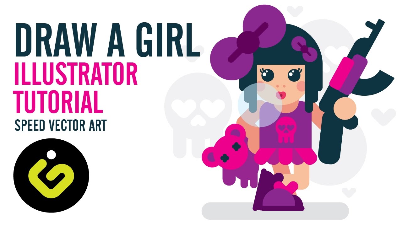 How To Draw A Girl, Adobe Illustrator Tutorial, Flat Design Vector Speed Art