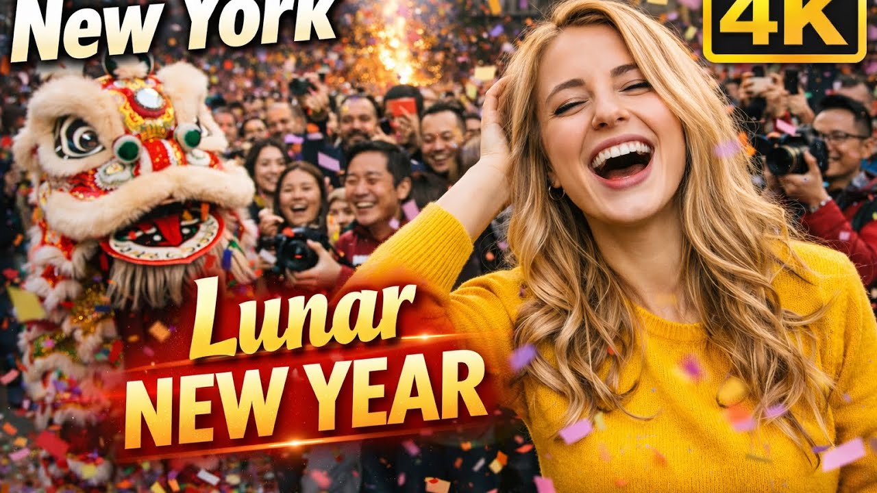 New York Lunar New Year Crowd Explosion 🇨🇳 Lion Dance, Firecrackers & Confetti Madness in Chinatown