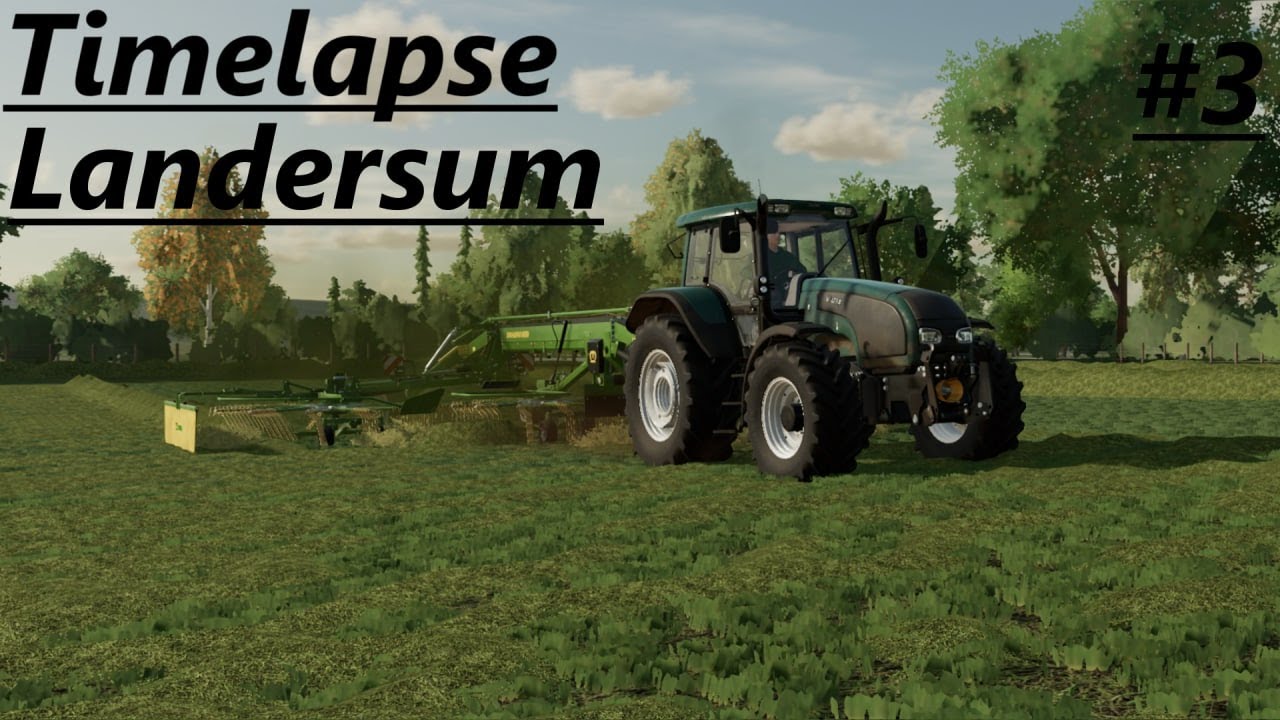 LS22 Timelapse Landersum #3 Heu schwaden mit dem Valtra T190!