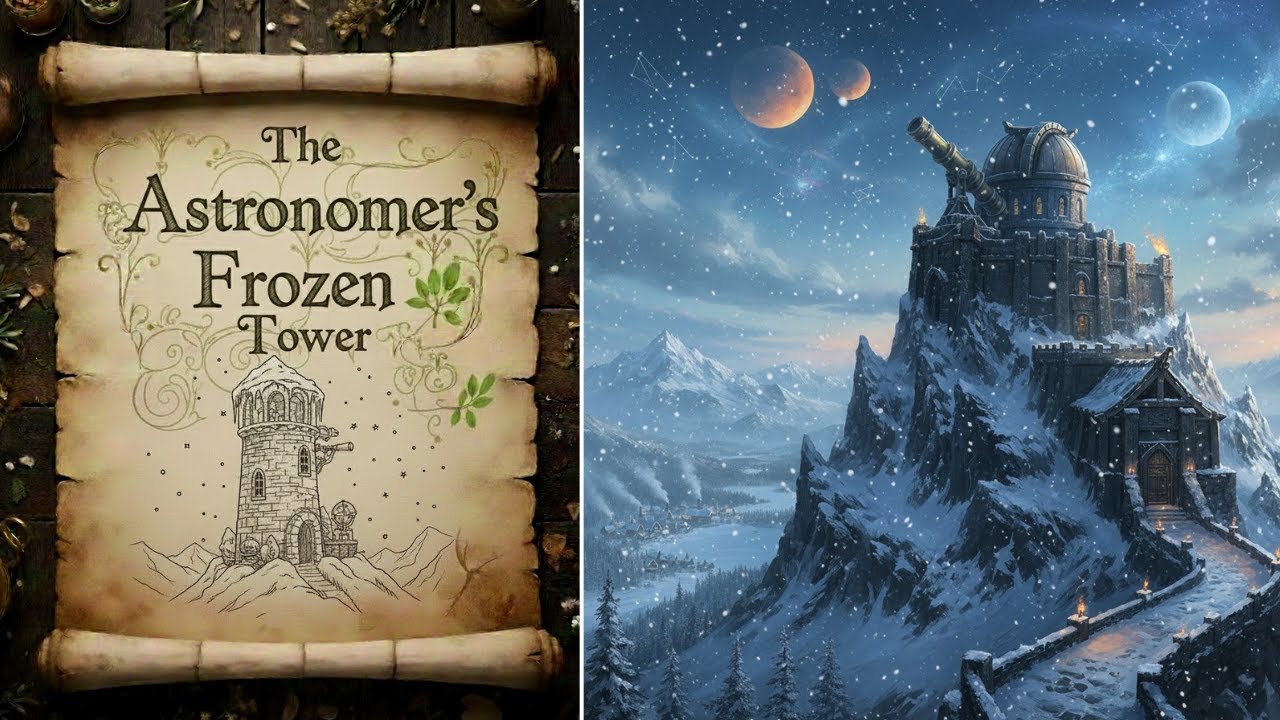 The Astronomer’s Frozen Tower ❄️ Winter Blizzard & Ethereal Music | 1 Hour Medieval Fantasy Ambience