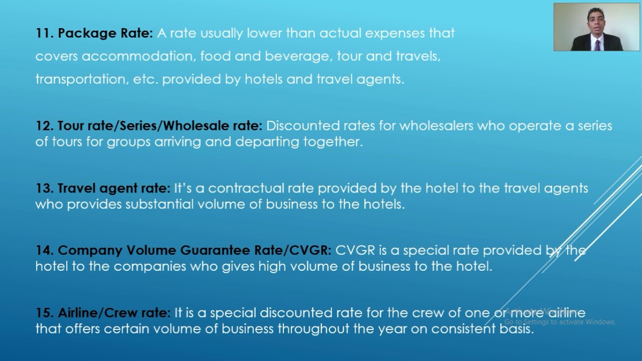 Room Rates | Different types of room rates/room tariff