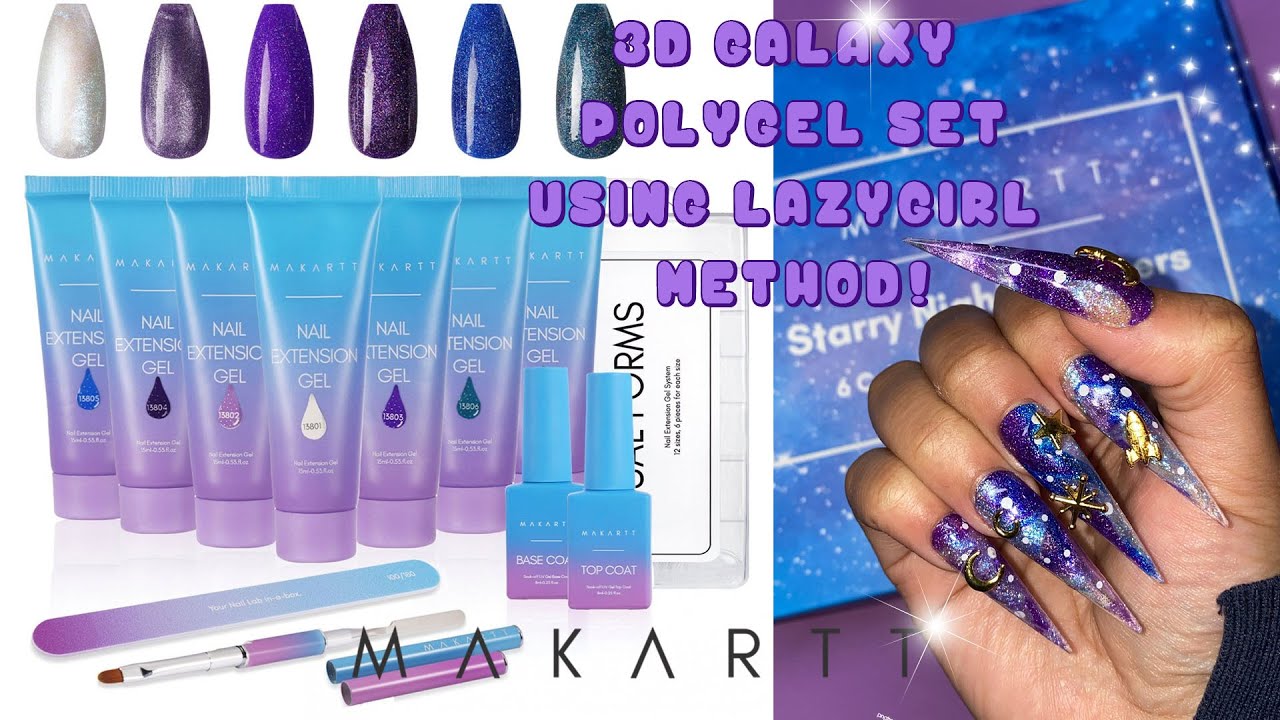 GALAXY POLYGEL NAIL SET USING FEMIBEAUTYMETHOD! | STARRY NIGHT WHISPERS POLYGEL KIT FROM MAKARTT❤❤