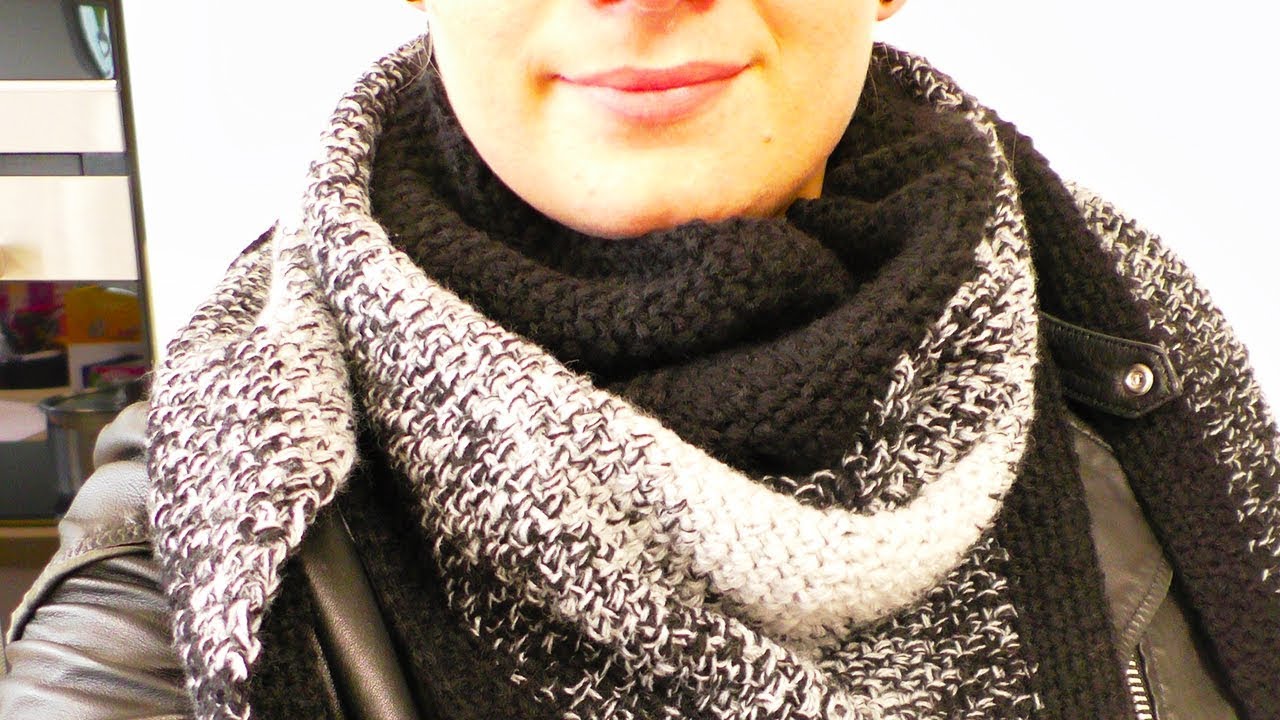 Häkeln Dreieckstuch für den Winter | XXL Tuch in Schwarzweiß | Super einfache Anleitung