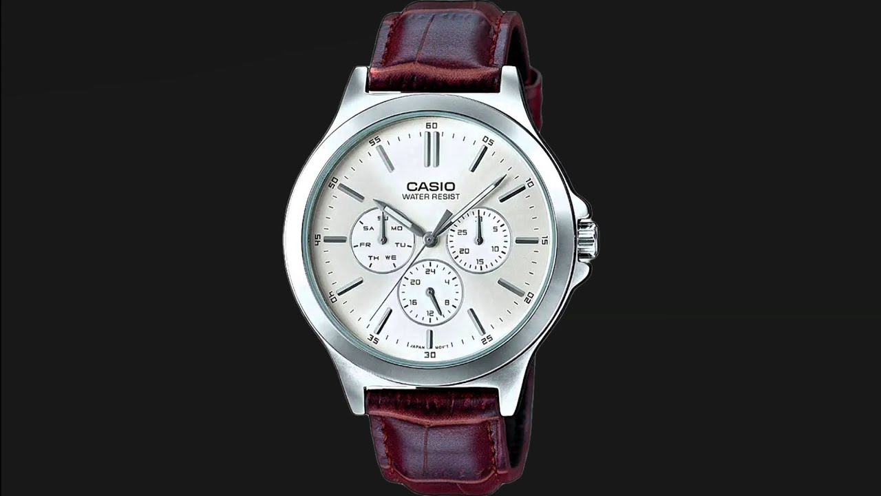 Casio Enticer Analog White Dial Premium Brown Leather Strap Men's Watch