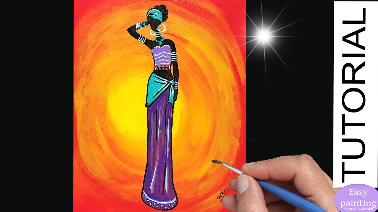 How to paint AFRICAN WOMAN. Painting Tutorial Africa Lady  Step by Step