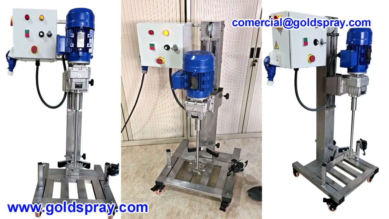 Agitador inoxidable móvil 2HP para envases de 5 a 20 litros