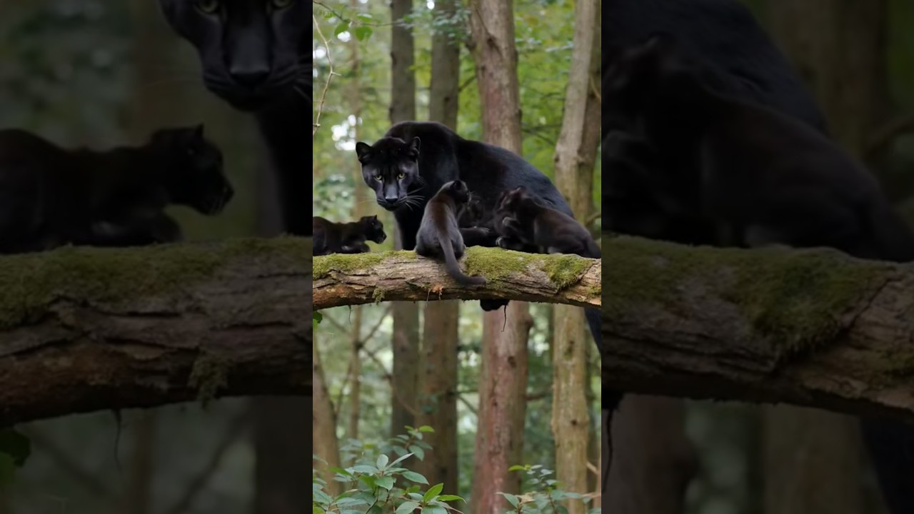 Black Panther Mother Protecting Her Cubs in the Wild | Rare Wildlife Moment
