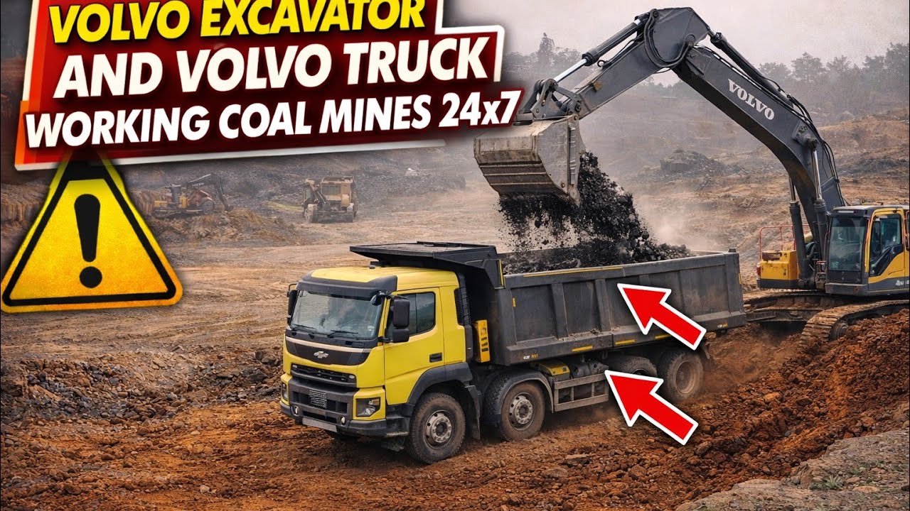 Volvo EC550EL excavator loding Volvo FMX500 truck